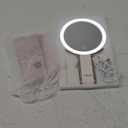 LitBear Travel Makeup Mirror with Lights, Rechargeable Double-Sided 10X/1X Magnifying Mirror, Portable Lighted Beauty Mirror, 3 Color Lighting, Dimmable Touch Screen, Tabletop Handhold Hanging (White) (Rose Gold)