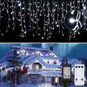 Icicle Christmas Lights Outdoor, 40Ft 432 LED Waterproof White Icicle Lights for Outside, 8 Lighting Modes Connectable String Light with Remote,Timer, 81 Drops Christmas Decorations for House Eaves