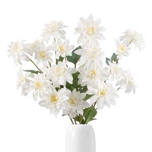 UUXX White Dahlia Artificial Flowers 5 Pack Realistic Dahlia 27.5 Inches Floral Long Stem Artificial Flowers for White Wedding Bridal Bouquets Floral Arrangement Table Home Decor