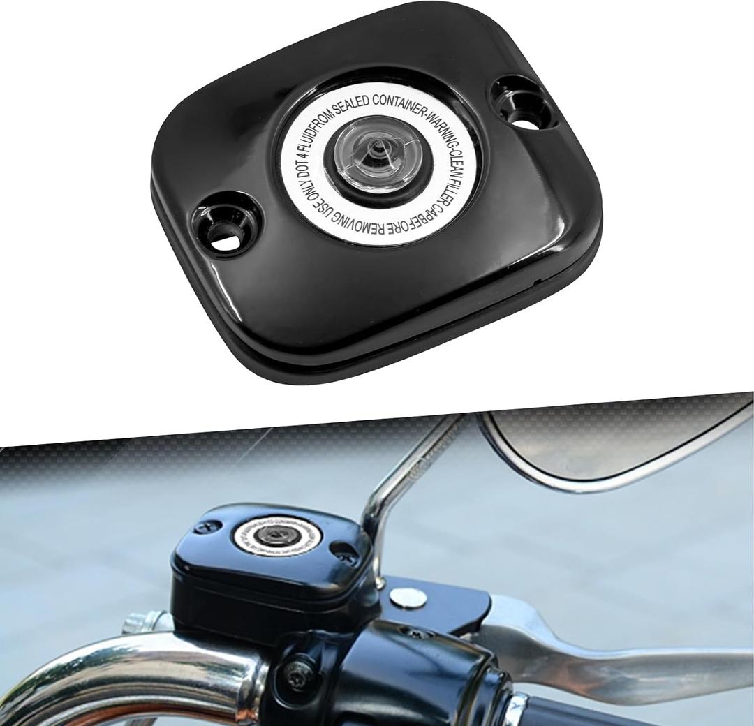 Front Brake Master Cylinder Cover Cap Fit For Harley 2006-2017 Dyna 2006-2014 Softail 2005-2007 Touring (Black)