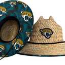 NFL Team Logo Americana Floral Lifeguard Beach Straw Sun Hat (Beige, M)