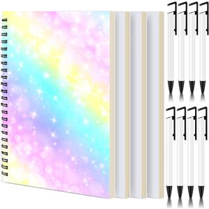 Seajan 12 Pcs Sublimation Journal Set Including 4 Pcs A5 120 Pages Sublimation Notebooks 8 Pcs Sublimation Pens DIY Blank Notebooks Heat Transfer Pen Sublimation Supplies Teacher Christmas Gifts