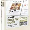 Dunwell Presentation Binder 24-Pocket, Displays 48 Pages, 8.5x11 Portfolio Binder with Plastic Sleeves, Storage and Organizer for Documents, Certificates, Projects, Photos (Ivory)