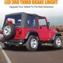 Third 3rd Brake Light LED for 1997-2006 Jeep Wrangler, High Mount Rear Brake Lights Assembly for 97-06 Wrangler TJ, Waterproof Center Cab Lamp Stop Light (RED)