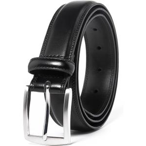 Mens Genuine Leather Dress Belt for Men, Handmade, 100% Cow Leather, Classic Casual and Business Belt Prong Buckle(1015/ Black/ 38)