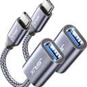 JSAUX USB C to USB 3.0 Adapter [2 Pack], USB C Male to USB Female OTG Cable Adapter Compatible with MacBook Pro/Air, iPhone 17 Pro Max/iPhone Air/16e/16/15 Series, Samsung Galaxy S25/S24/S23 (Grey)