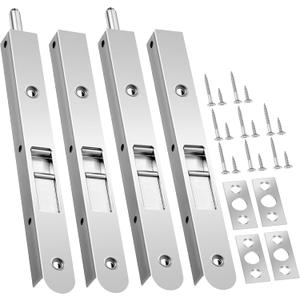 4 Pack 7 Inch Flush Bolt for Double Door, Heavy Duty Chrome Plating Flush Latch Bolts, French Lock for Opening and Composite Wood Double Dummy Door (Chrome Plating Color)