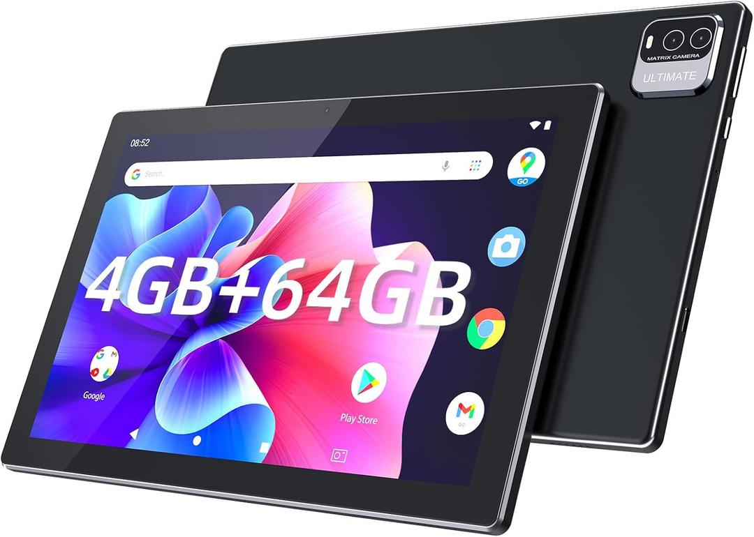YQSAVIOR Tablet,10.1" Android Tablet with MTK Octa-core Processor 10GB 4GB+6GB Expand RAM 64GB ROM+1TB Expandable Computer Tablets PC, IPS 1280 * 800 Screen, 2+8MP Dual Camera, WiFi, BT, Black