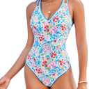 Jolefille Modest One Piece Swimsuits for Women Tummy Control Cute Bathing Suit Full Coverage Floral Swim Suit for Teens Girls (X-Large)
