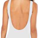 Leoparts Women's Retro 80s/90s High Cut Low Back One Piece Swimsuits Bathing Suits (White, L)