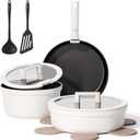 CAROTE 22pcs Pots and Pans Set Non Stick, Detachable Handle Cookware Set White, RV Cooking Set, Dishwasher/Oven/Fridge Safe, Pot and Pan Set, Induction Cookware