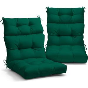 EAGLE PEAK Tufted Outdoor/Indoor High Back Patio Chair Cushions, Set of 2, 46'' x 22'', Dark Green