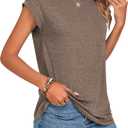 Zeagoo Womens Tops Summer Casual Cap Sleeve Tshirts Shirts Business Dressy Spring Fashion Outfits Trendy Clothes (Brown, XL)
