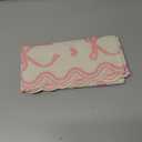 Pink Bow Table Runner 72 Inches Cute Heart Linen Fabric Scalloped Table Runner Coquette Christmas Dining Decor for Birthday Baby Shower Party Valentine's Home Decor(Bow A)