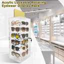 Lockable Sunglasses Organizer, Acrylic Sunglass Display Stand With Mirror, Rotating Sunglass Display Case, Glasses Holder Eyeglass Storage, Sunglasses Tower for 24 Pairs