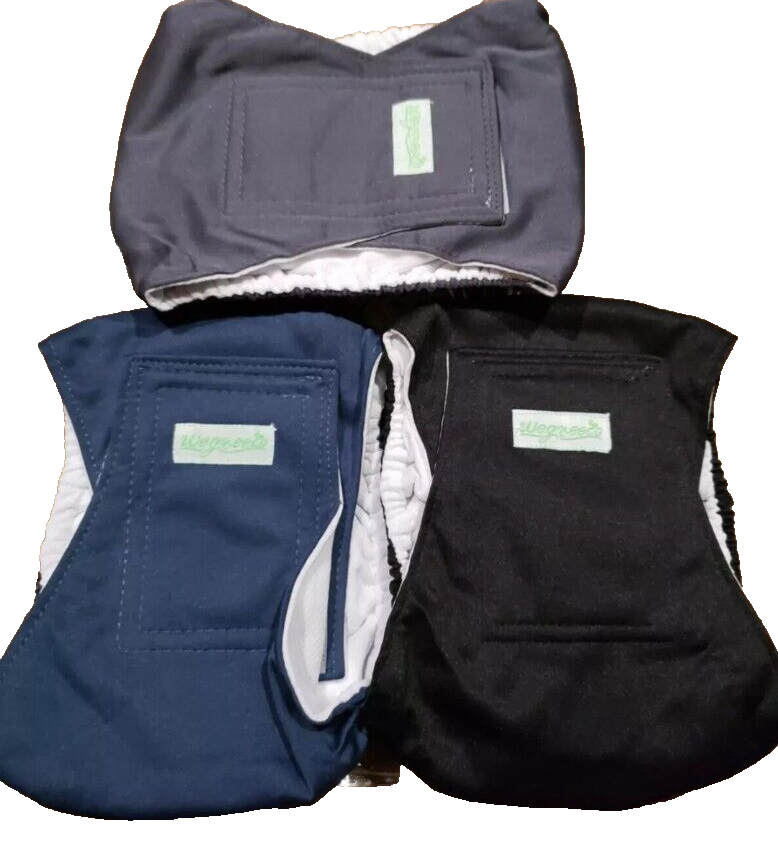 Langsprit Washable Female Dog Diapers (3 Pack)  Doggie Reusable Small Medium Large Dog Diapers for Doggy Puppy Female in Period  Highly Absorbent Dog Heat Panties (Medium,Rabbit, Owl, Lion)