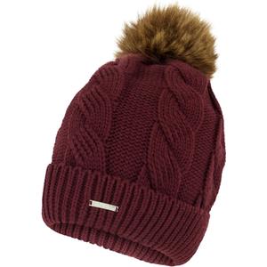 Spyder Womens Cable Knit Pom Pom Beanie with Ribbed Cuff (One Size, Fig)