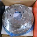 A-Premium Front and Rear Drilled and Slotted Disc Brake Rotors + Ceramic Pads Kit Compatible with Select Kia and Hyundai Models - Optima, Sonata 2011 2012 2013 2014 2015, 12-PC Set