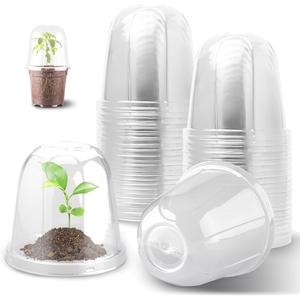 RooTrimmer 6 Inch Clear Humidity Dome, 30 Pcs Adjustable Plant Pot Domes Compatible with 6" Nursery Pots, Reusable Transparent Grow Dome Cover for Seed Starter Pots Outdoor Gardening Plant Growth
