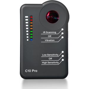 2025 Upgraded Camera Detector Professional Bug RF Detector Hidden Camera Finder Anti Spy Sweeper Portable GPS Tracker Listening Device Signal Scanner for Home Office Car Travel Hotel (Matte Black)