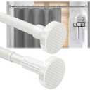 Tension Rod Adjustable Tension Curtain Rod Shower Curtain Rod No Drilling Spring Tension Curtain Rod Expandable Cupboard Bars for Window Closet Kitchen Non-Slip Never Rust(White,14'' - 19'')