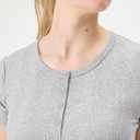 florence by mills Women's Rib Refresh Cropped Baby Tee Henley (XX-Large, Heather Grey)