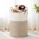Cotton Rope Laundry Basket by YOUDENOVA, 58L Woven Collapsible Laundry Hamper, Clothes Hamper with Reinforced Handles in the Laundry Room, Bedroom, Bathroom, Brown
