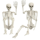 5.4Ft/170cm Posable Halloween Skeleton, Full Body Life Size Skeleton with Movable Joints for Indoor Outdoor Halloween Decorations, Spooky Party Props Decor 1Pc 