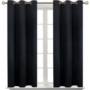 BGment Blackout Curtains - Grommet Thermal Insulated Room Darkening Bedroom and Living Room Curtain, Set of 2 Panels (38 x 54 Inch, Black)