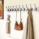 IBosins 34'' Coat Rack Wall Mount with 10 Tri-Hooks, Heavy Duty, Vintage White Color Wood Coat Hanger, Rustic Coat Hooks Rail for Entryway Living Room Coat Scarf Bag Towel Hat