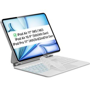 iPad Air 11-inch Case Keyboard (M3/M2), Uninterrupted View, Snap Tight, Magic Keyboard for iPad Pro 11-inch (4/3/2/1 Gen), Effortless Command with Comfort Angle for Air 10.9-inch 5/4th, White