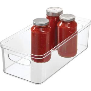 iDesign BPA-Free Plastic Crisp Large Pantry and Fridge Organizer with Easy to Grip Integrated Handles for Kitchen, Fridge, Freezer, Pantry and Cabinet Organization, 16" x 8" x 5", Clear