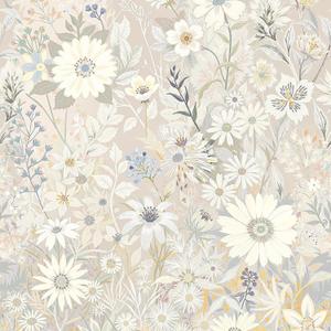 Wallpaper Peel and Stick Floral Wall Paper Removable Waterproof Gray/Yellow/Blue Contact Paper for Bedroom, Bathroom, Home Wall 17.3" x 118"