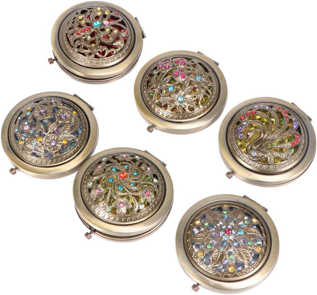 Vintage Mirror Compact Travel Makeup Mirror Cosmetic Pocket Mirror Mini Round Double-sided Folding Cosmetic Makeup Purse Mirror for Travel Mini Round Double-Sided Folding Compact Mirror