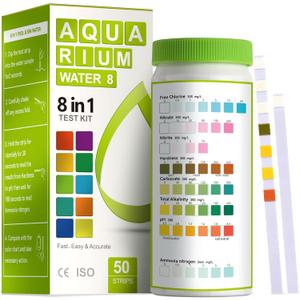 AAwipes 8-in-1 Aquarium Test Kit for Fish Tanks - Quick & Accurate Water Testing Strips for Aquariums & Ponds. Tests pH, Ammonia, Alkalinity, Hardness, Chlorine, etc. (K02-50)