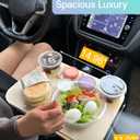 2-in-1 Drive-Thru Tray: Car Food Tray, Wood Car Trays for Eating in Parked Car, Car Desk for Laptop, Car Cup Holder Tray for Road Trip, Taxi, RVs, Truck Drivers