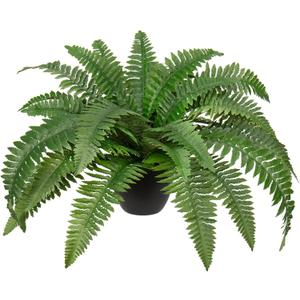 Fake Fern Potted Plant Artificial Boston Ferns in Pot 35 Leaves for Outdoors & Indoor Faux Fern Bush Plant 20inch for Patio Garden Farmhouse Windowsill Office Living Room Decoration Home Decor (Large)