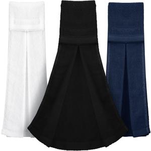 Moukeren 3 Pcs Football Field Towel Quarterback Accessories Cotton Sports Sweat Towel with Hook and Loop Fastener for Football, Golf, Gym(Black, White, Navy)