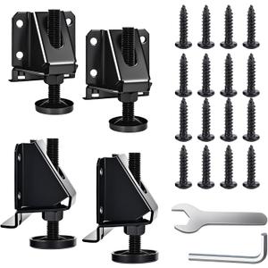 Heavy Duty Leveling Feet, 4 Pack Adjustable Furniture Levelers with 1320LB Capacity, 2" Height Adjustment, No-Flip Furniture Installation  Hex Nut Design for Flawless Leveling (Black)