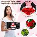 Cute Preserved Real Roses Bear Gift Box for Girlfriend with Initial Necklace S, Unique Birthday Gift for Mom, Her, Grandma, Anniversary Presents for Wife Women