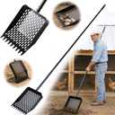 Large Chicken Poop Scooper & Rake 2-in-1, Heavy Duty Metal Pooper Scooper with 43" to 90" Adjustable Stainless Steel Handle, Sand Sifting Shovel for Chicken Coops & Farm Animals Little Scoop