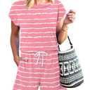 3 x KISSMODA Women's Drawstring Waist Loose Fit Loungewear Set with Pockets (Pink, M)