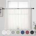 OWENIE Short Sheer Curtains 36 Inches 2 Panels Set - Kitchen Tiers Valances Curtains Light Filter Rod Pocket Voile Cafe Curtains for Kitchen Bathroom Small Half Window, 42 in W x 36 in L, Ivory