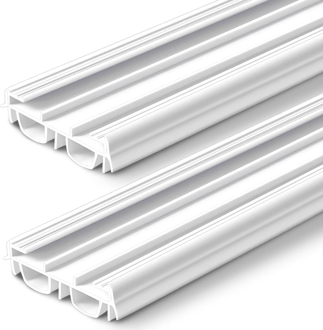 Pushglossy 2 Pcs 36" Slide on Door Sweep 1-3/4" Wide Vinyl Weatherstrip Seal for Exterior Doors, Energy Efficient Draft Stopper, Easy Slide in Installation, Blocks Dust/Insects/Noise (White)