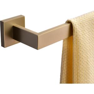 Bath Towel Bar, 28-Inch Towel Racks, Square Thicken Towel Holder, Wall Mounted Shower Towel Rail Hanger, Stainless Steel,Bathroom Accessories (Brushed Gold, 1 Pack)