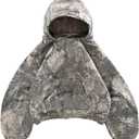 heyheyshine Oversized Leopard Print Hoodie Y2K Camo Zipper Cardigan (XXL)