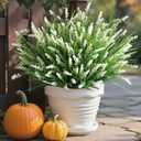 Ivydale Artificial Plants Fake Flowers Monkey Grass for Outdoors,UV Resistant Realistic 10PCS White Faux Greenery Shrubs Outside Decor for Home Garland Porch Patio Balcony Planter Yard Office Pathway