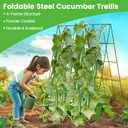 Foldable Cucumber Trellis - 2 Pack, A-Frame Garden Trellis 46" L x 18" W, Steel Climbing Plants Support Raised Bed Trellis with Twist Ties & Plant Bags for Climbing Plants Outdoor