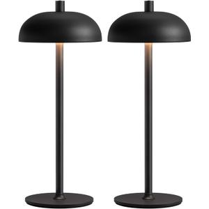 Cordless LED 12" Small Table Lamps Set of 2, Modern Portable Desk Lamp, 3 Color Dimming Rechargeable Battery Lights for Bedroom, Outdoor, Restaurant, Bedside, Baby Night Light, Gifts (Black)
