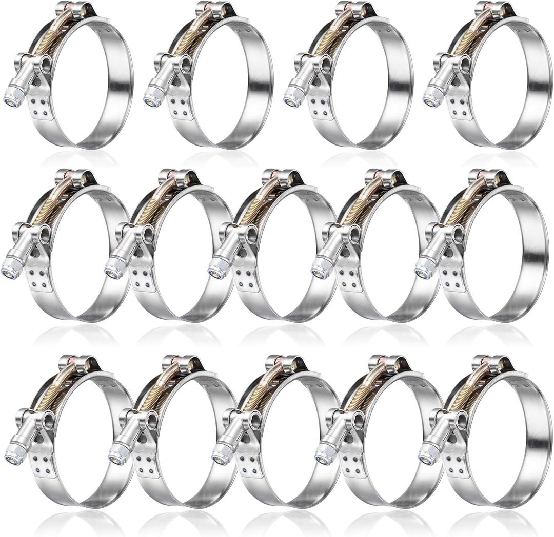 14Pack 2" T Bolt Hose Clamps - 304 Stainless Steel Turbo Intake Clamp for Turbo Tubes, Intercooler Pipes, Heavy Duty Radiator Hose Clamps Adjustable Range 58mm-65mm for 2" Hose ID